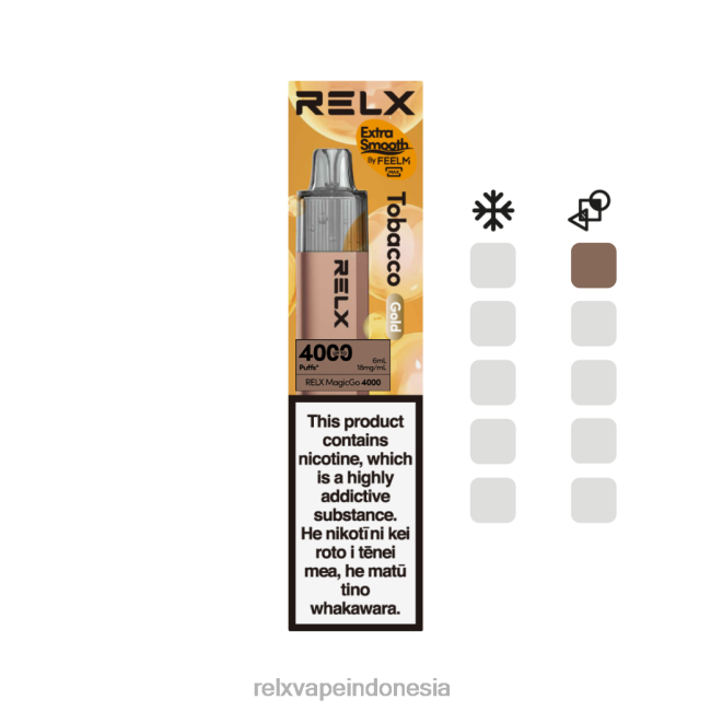 RELX Vape Indonesia - RELX MagicGo 4000 vape sekali pakai tembakau (emas) FT8HX2